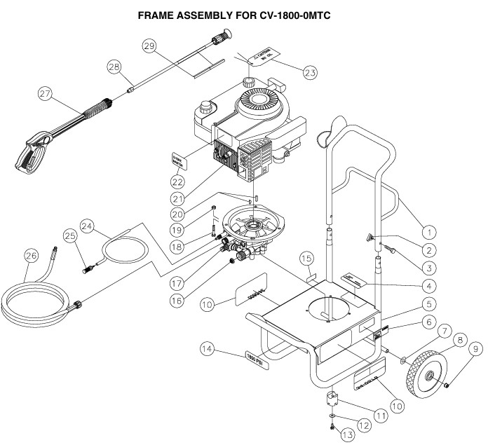 MITM CV-1800 pressure washer replacement parts